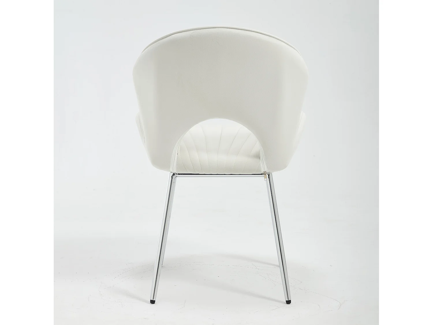 Set van 2 fluwelen stoelen met gebogen rugleuning en open achterzijde – Zonder armleuningen – Ivoorwit