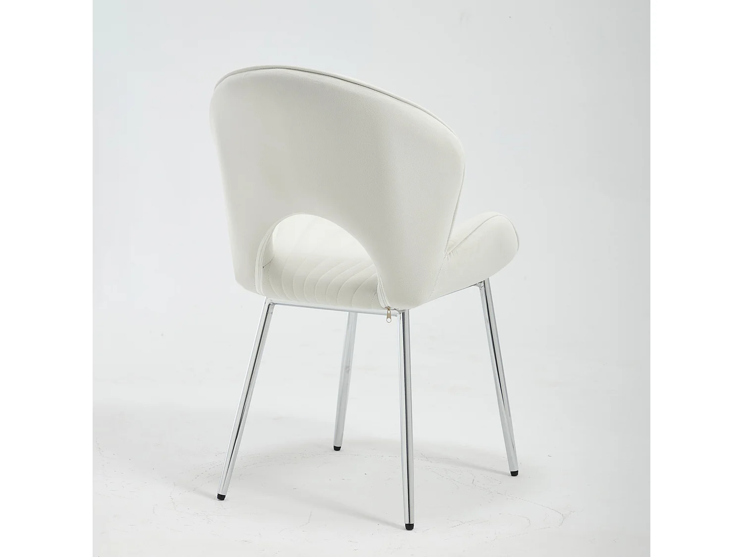 Set van 2 fluwelen stoelen met gebogen rugleuning en open achterzijde – Zonder armleuningen – Ivoorwit