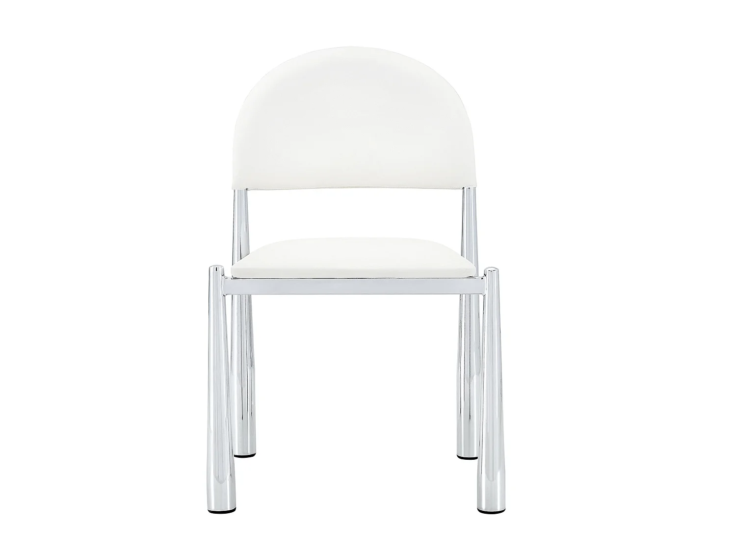 Set van 2 witte PU-stoelen met halfronde rugleuning en metalen poten
