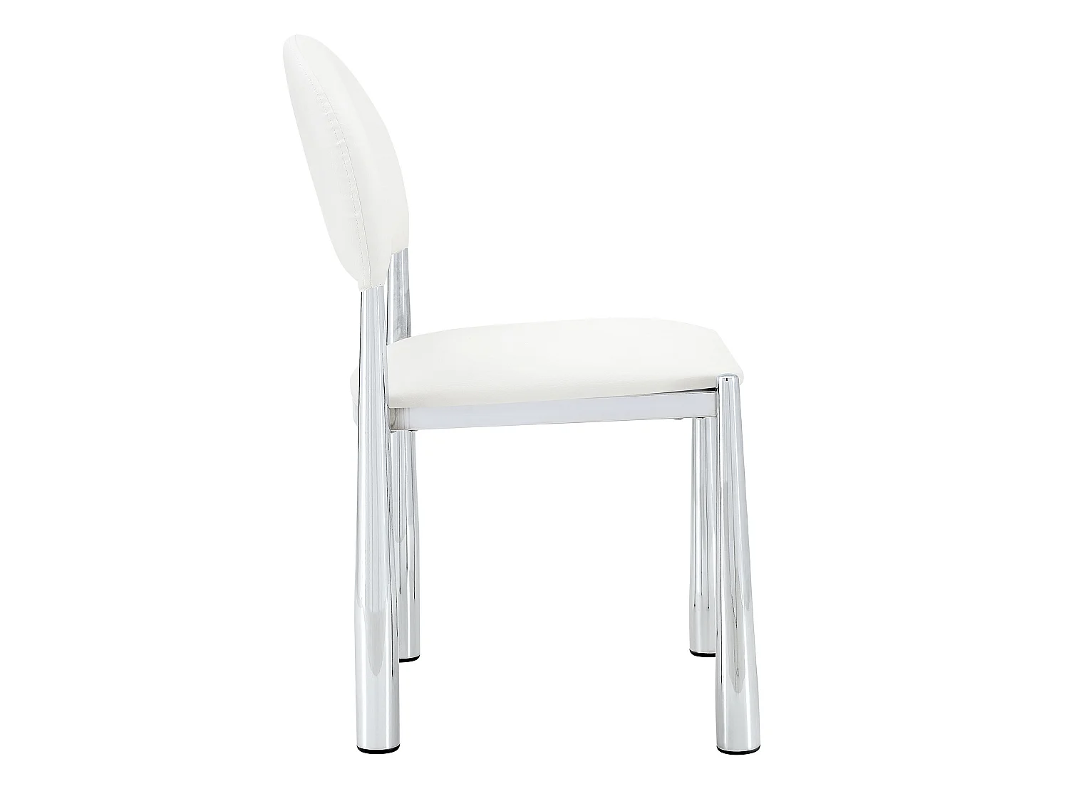 Set van 2 witte PU-stoelen met halfronde rugleuning en metalen poten