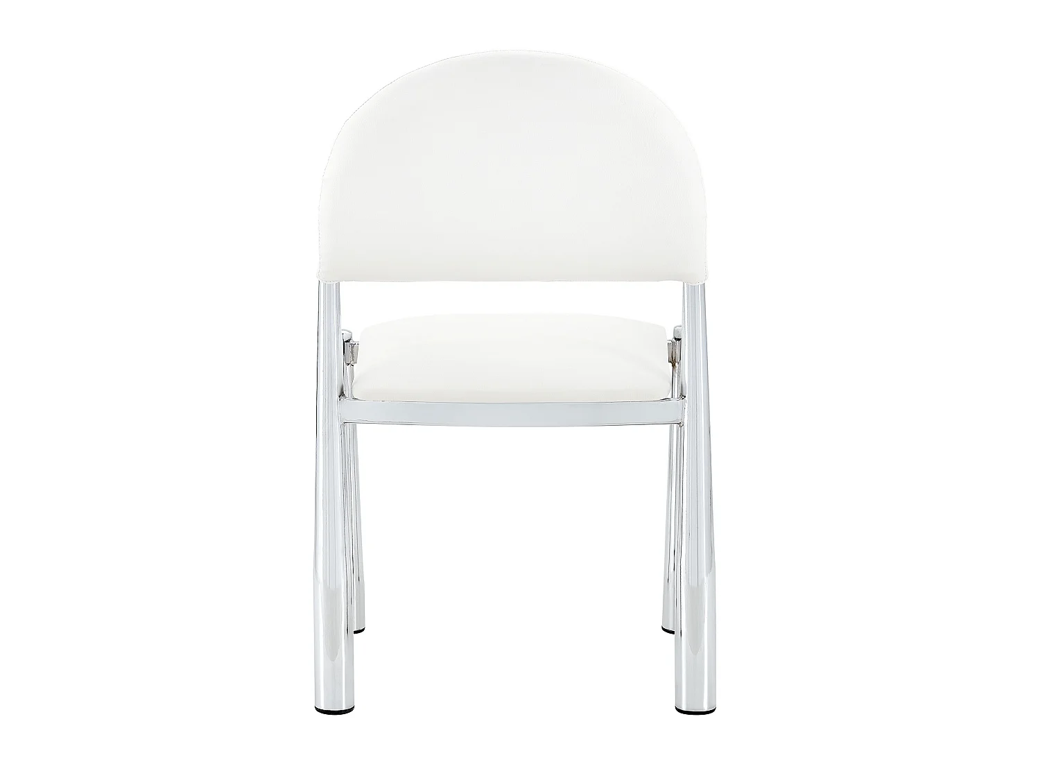 Set van 2 witte PU-stoelen met halfronde rugleuning en metalen poten