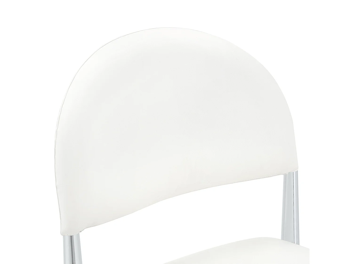 Set van 2 witte PU-stoelen met halfronde rugleuning en metalen poten