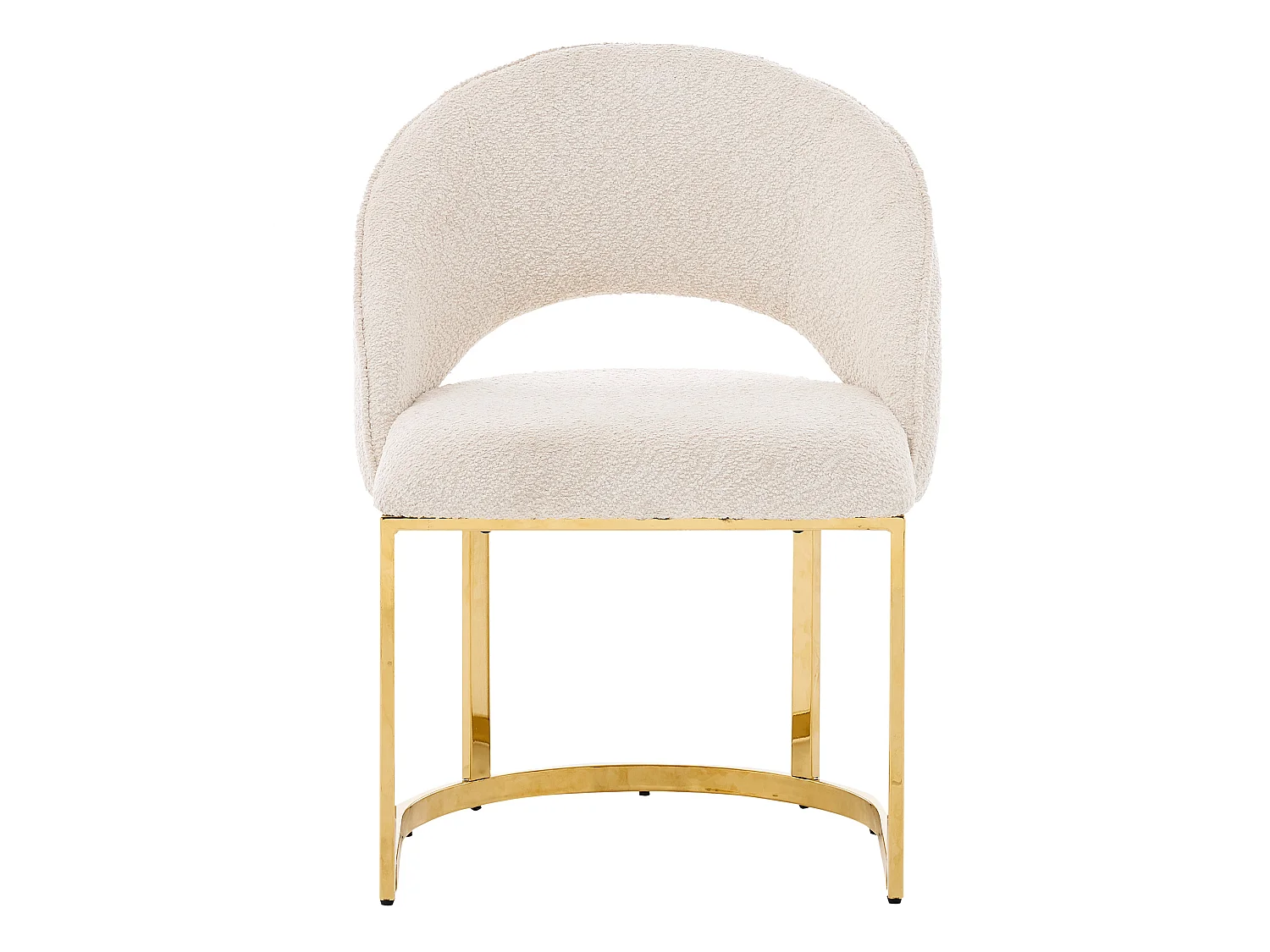 Juego de 6 sillas de tela bouclé - Estilo moderno - Beige y dorado