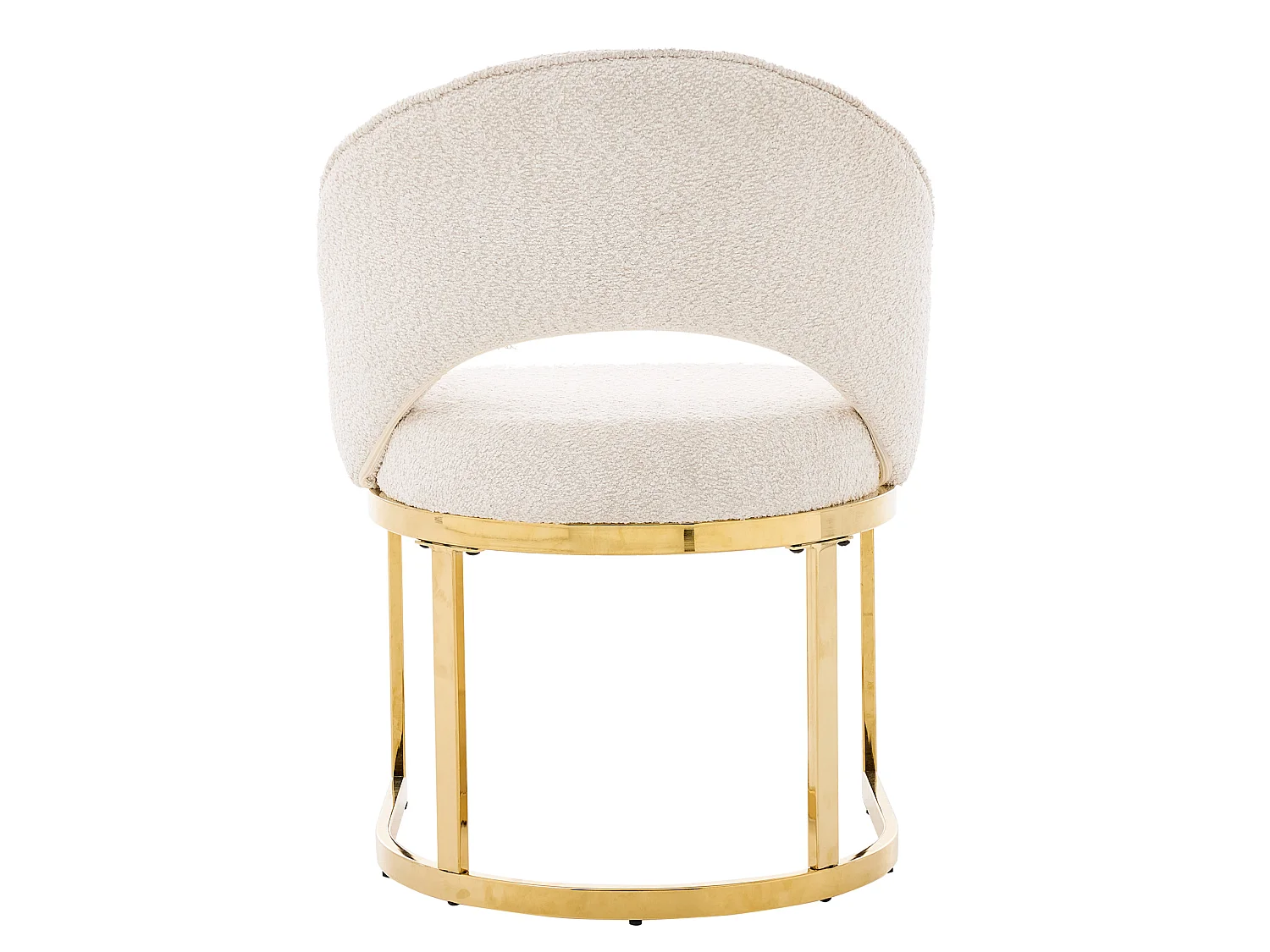 Juego de 6 sillas de tela bouclé - Estilo moderno - Beige y dorado