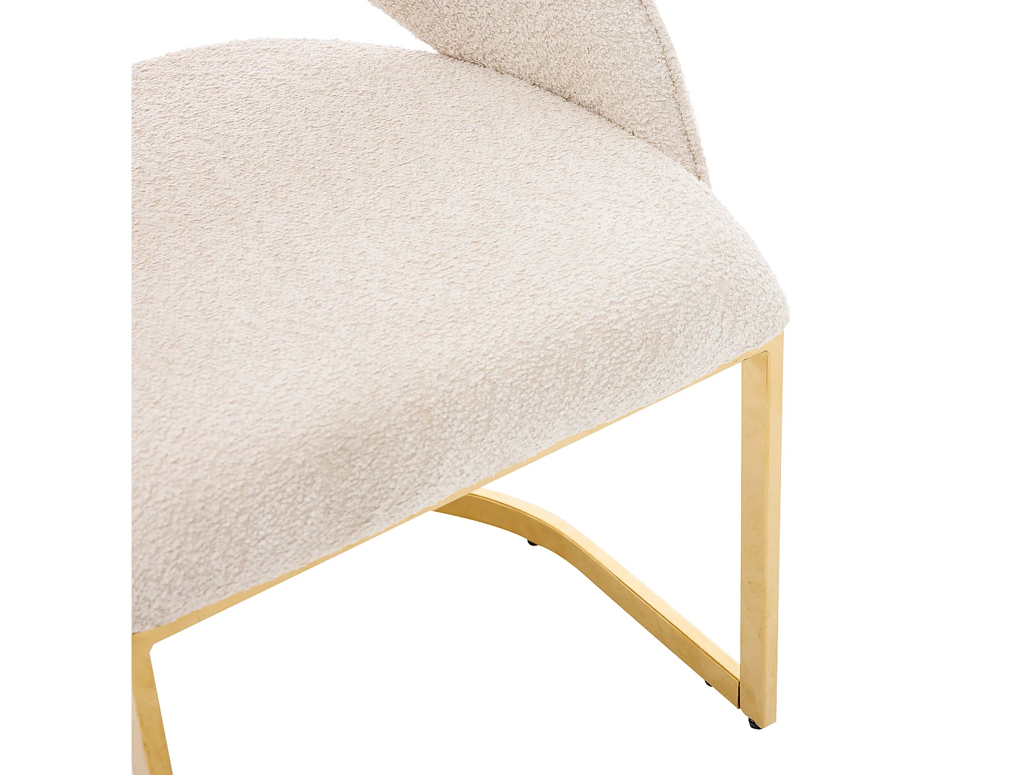 Juego de 6 sillas de tela bouclé - Estilo moderno - Beige y dorado