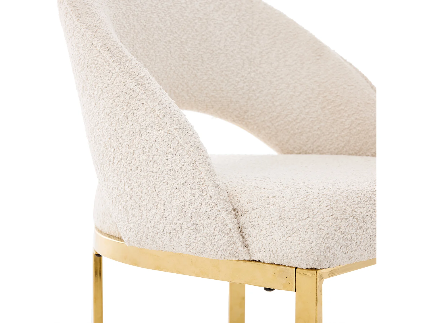 Juego de 6 sillas de tela bouclé - Estilo moderno - Beige y dorado