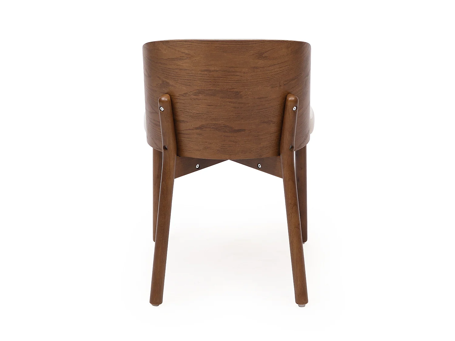 Conjunto de 2 sillas de comedor de madera y lino - Marrón y blanco