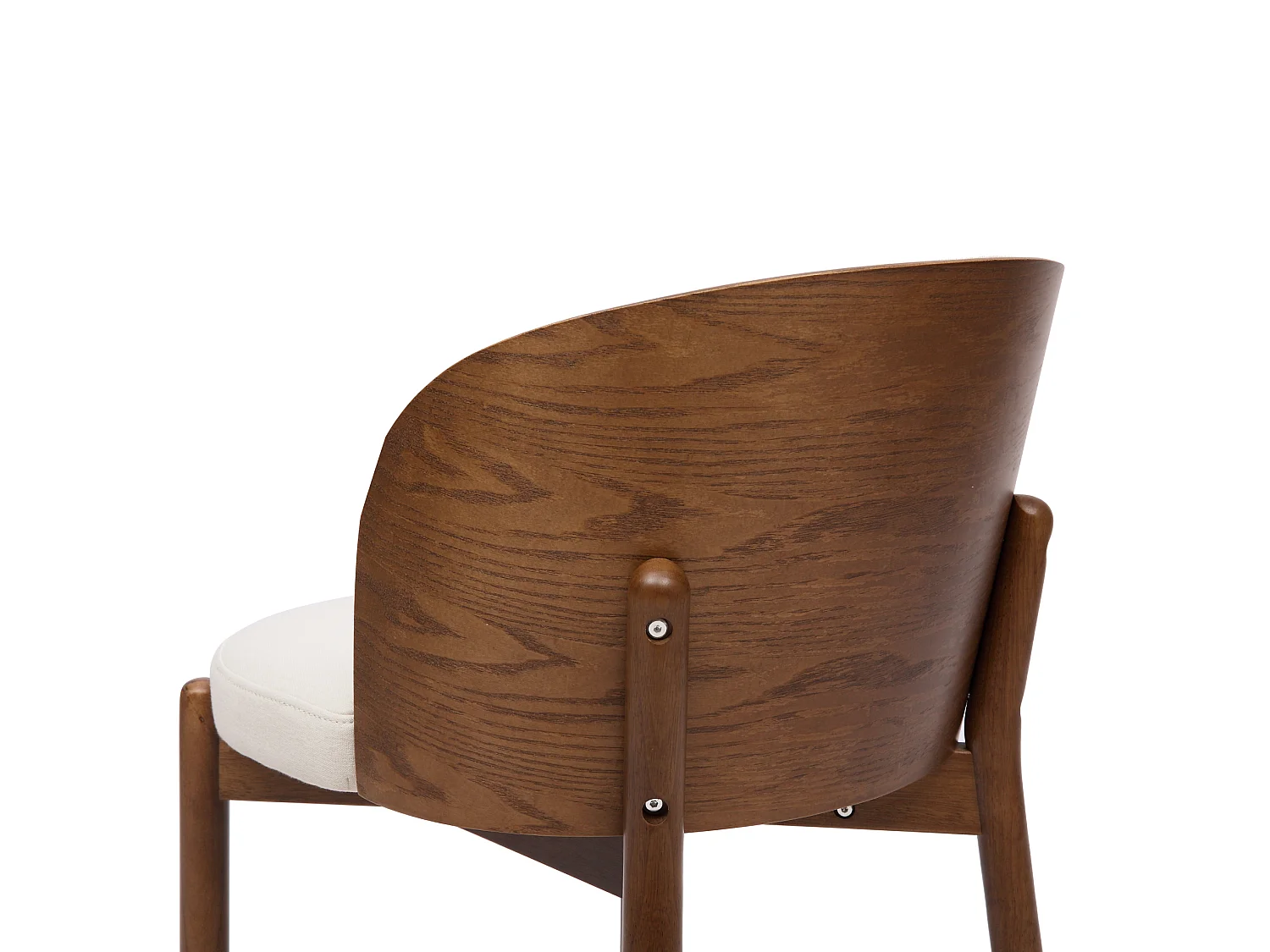 Conjunto de 2 sillas de comedor de madera y lino - Marrón y blanco