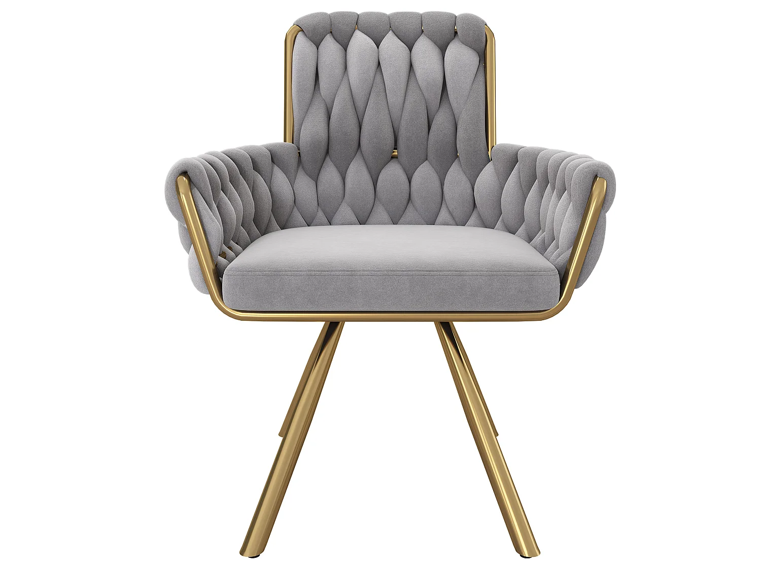 Lot de 4 chaises pivotant en velours - Pieds en métal - Gris