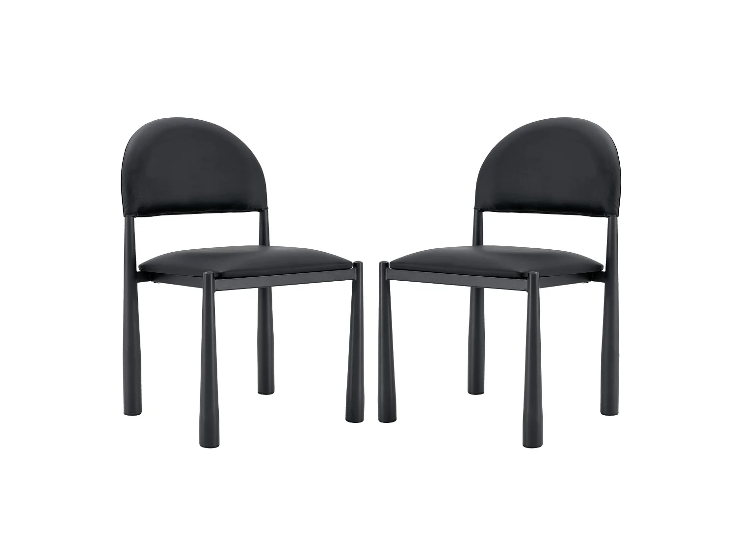 Set di 2 sedie in PU nero – Schienale semicircolare e gambe in metallo