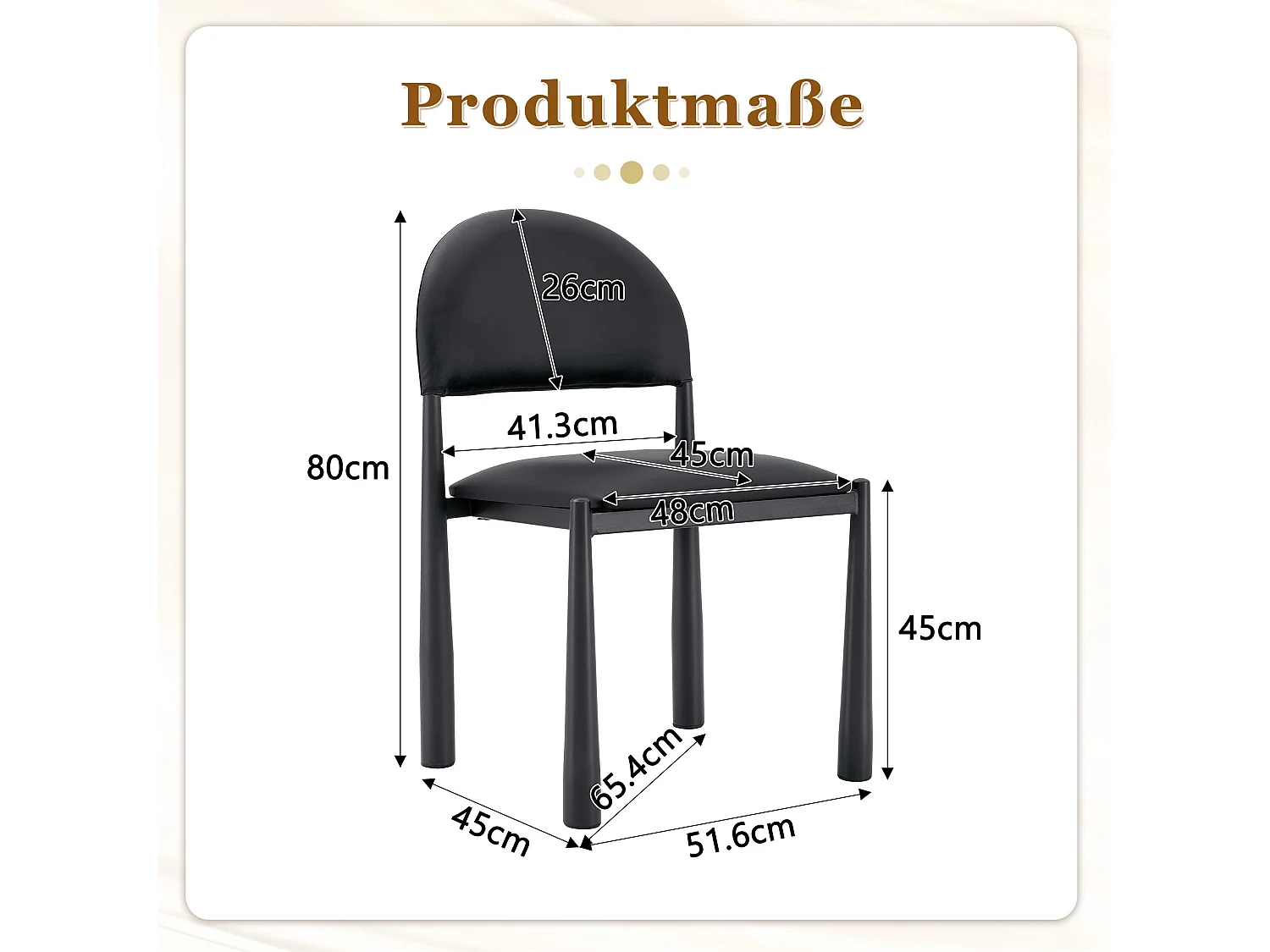 Set di 2 sedie in PU nero – Schienale semicircolare e gambe in metallo