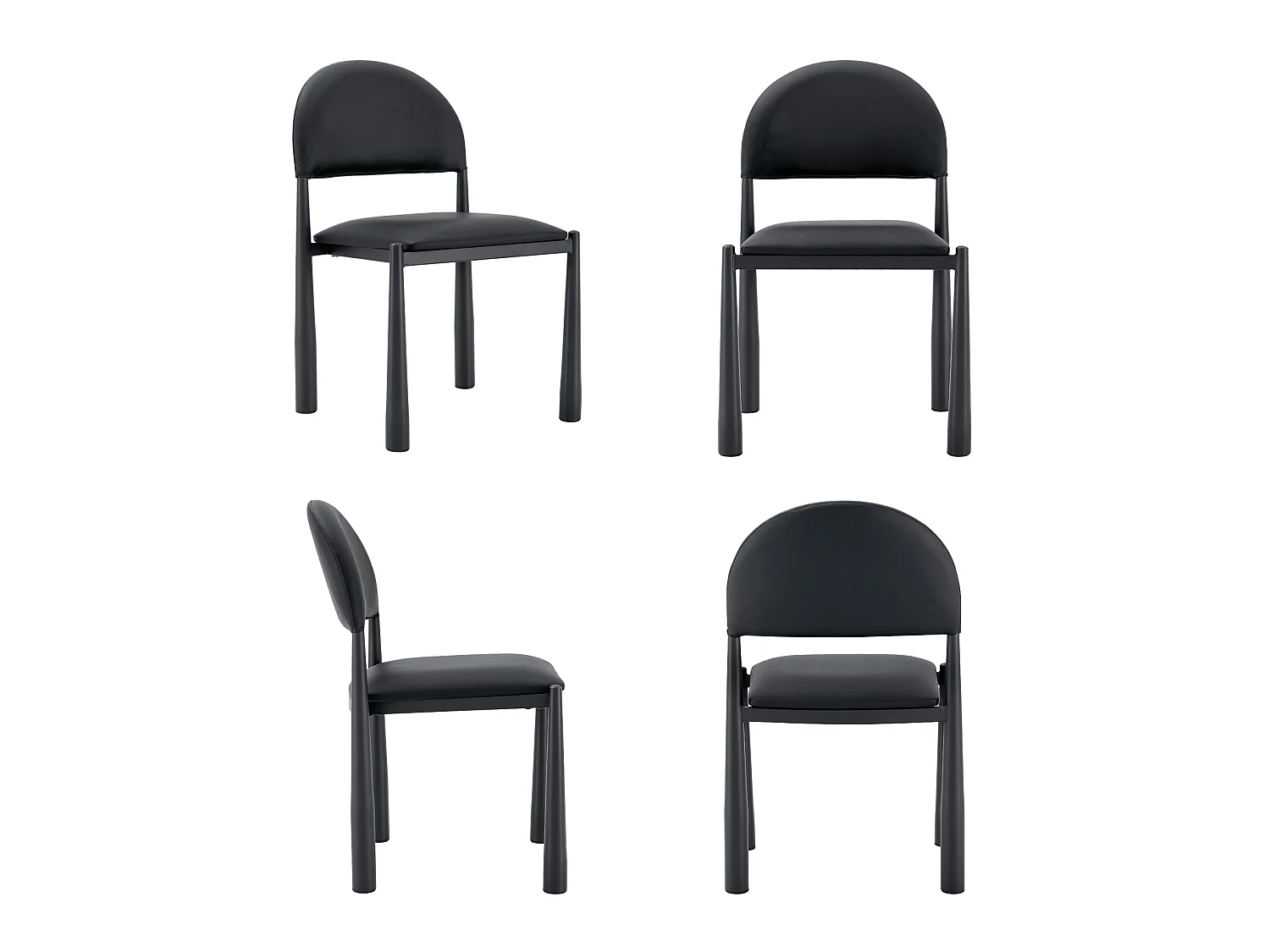 Set di 2 sedie in PU nero – Schienale semicircolare e gambe in metallo