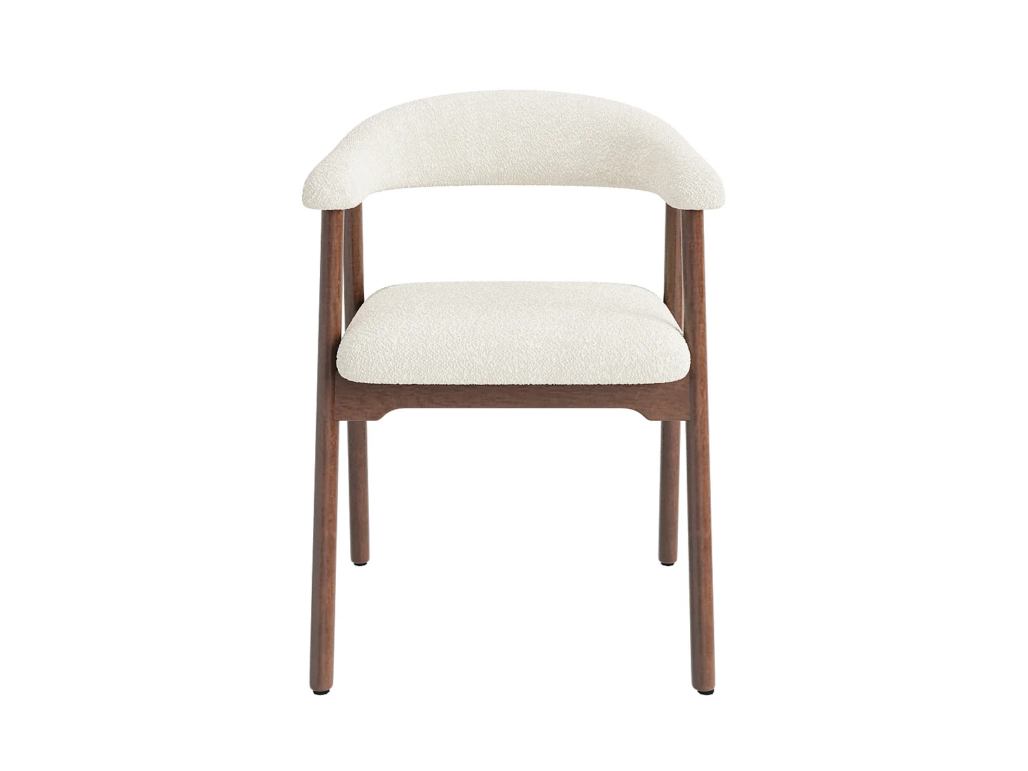 Lot de 2 chaises en bois et tissu bouclé - Marron et beige