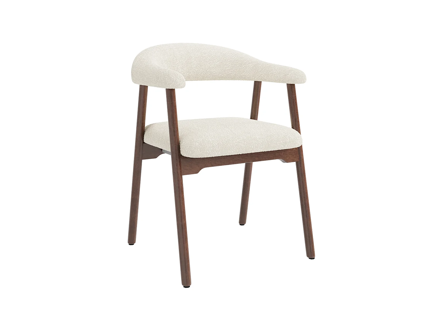 Lot de 2 chaises en bois et tissu bouclé - Marron et beige