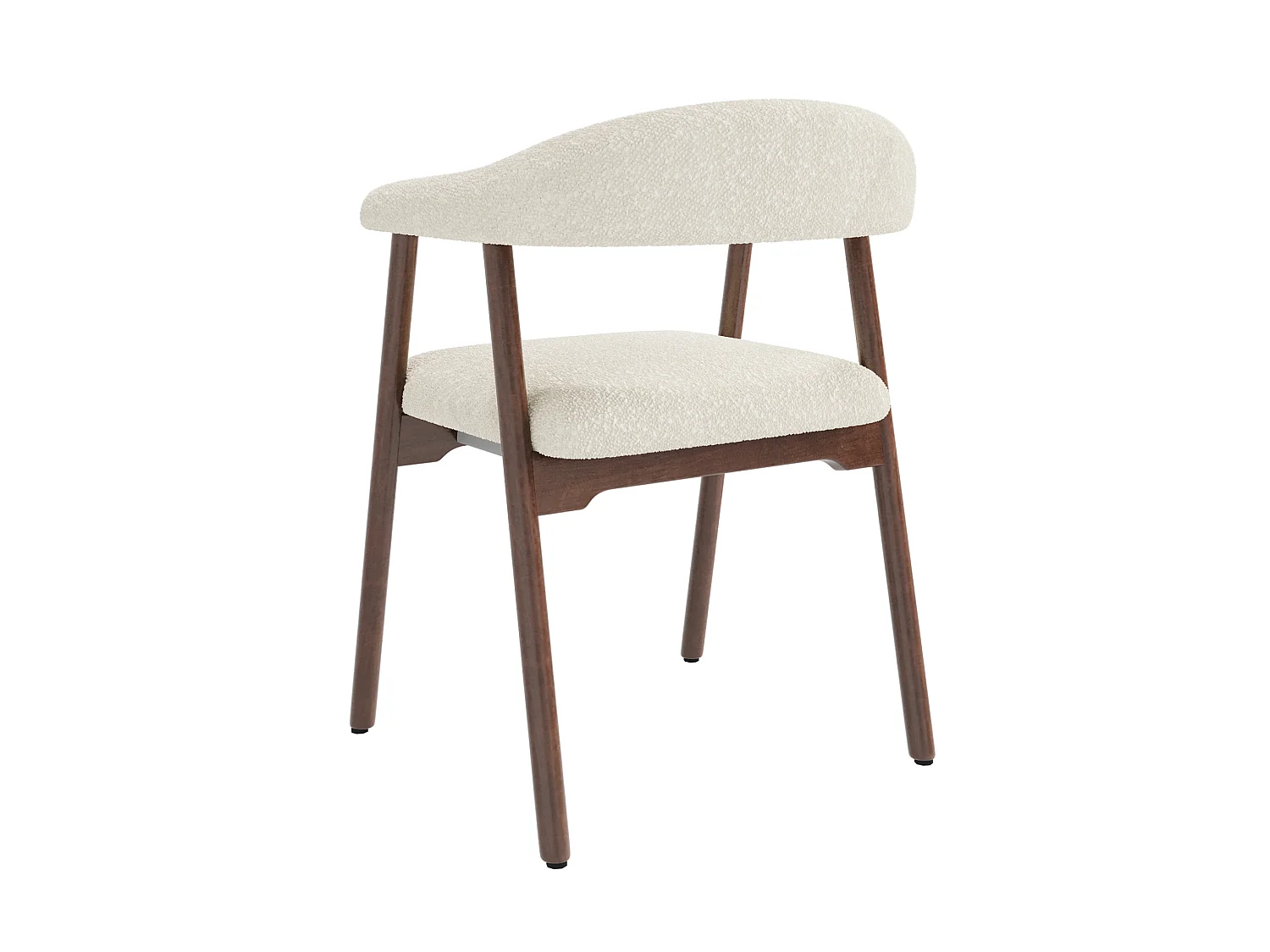 Lot de 2 chaises en bois et tissu bouclé - Marron et beige