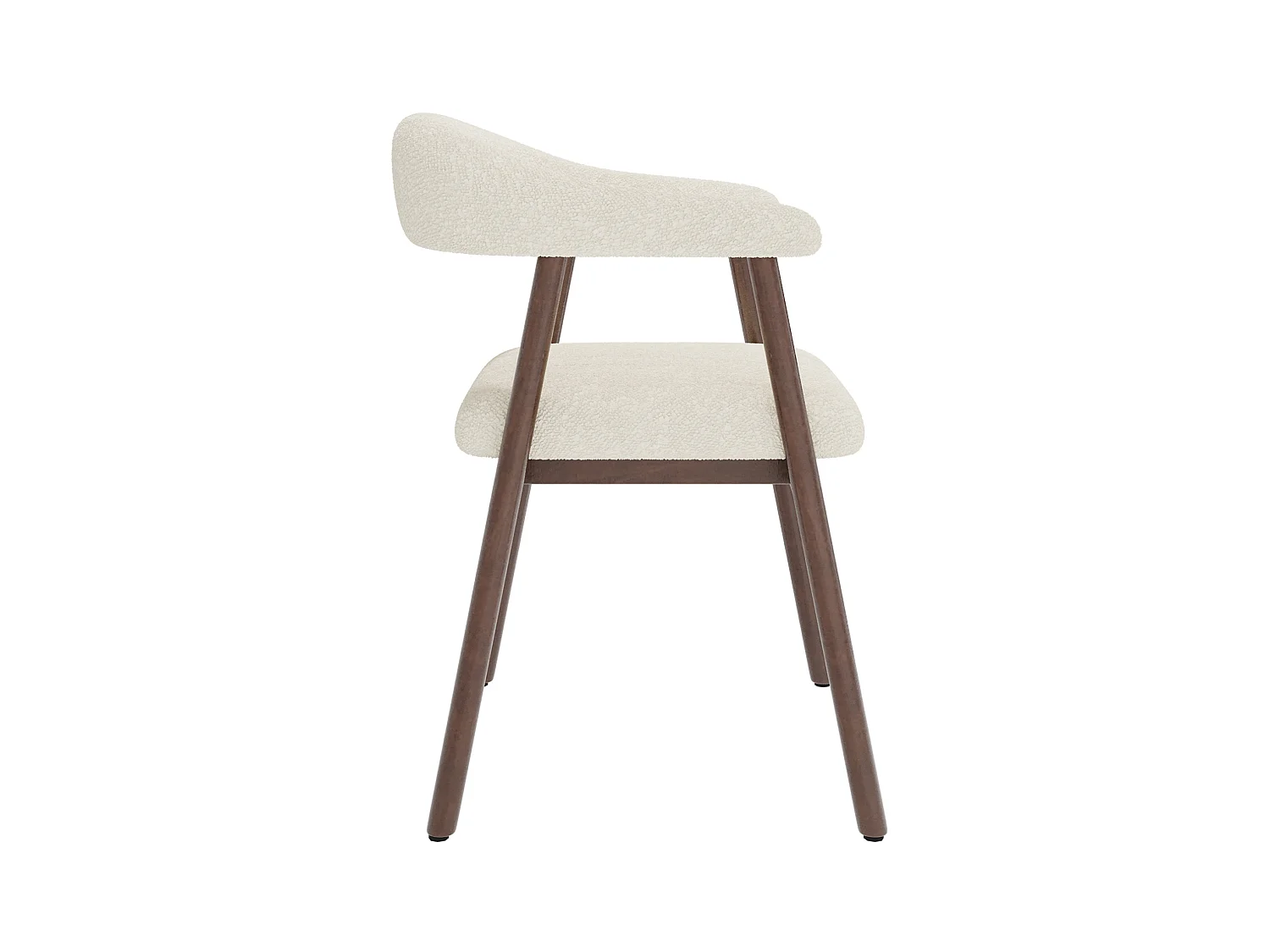 Lot de 2 chaises en bois et tissu bouclé - Marron et beige