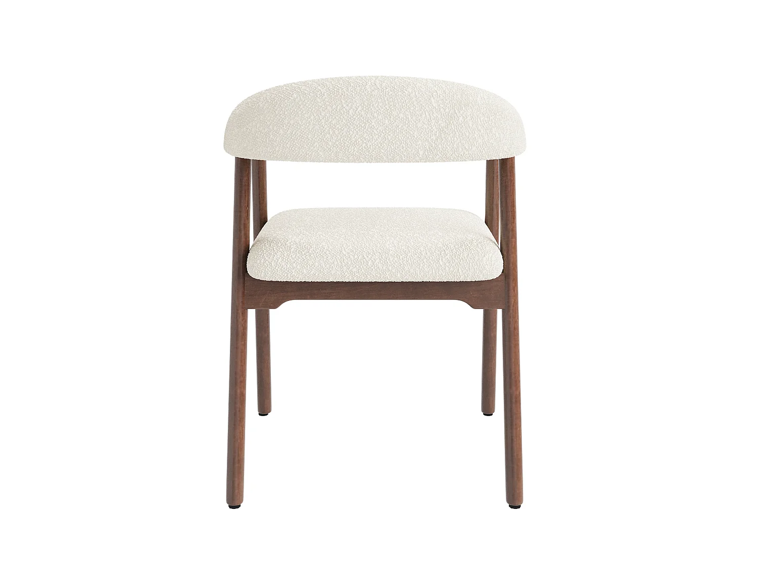 Lot de 2 chaises en bois et tissu bouclé - Marron et beige