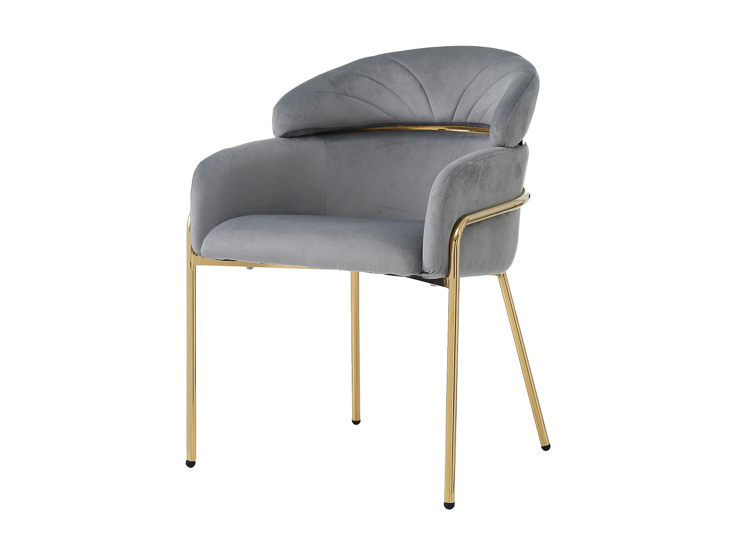 Lot de 6 chaise de salle à manger en velours avec pieds en métal - Gris