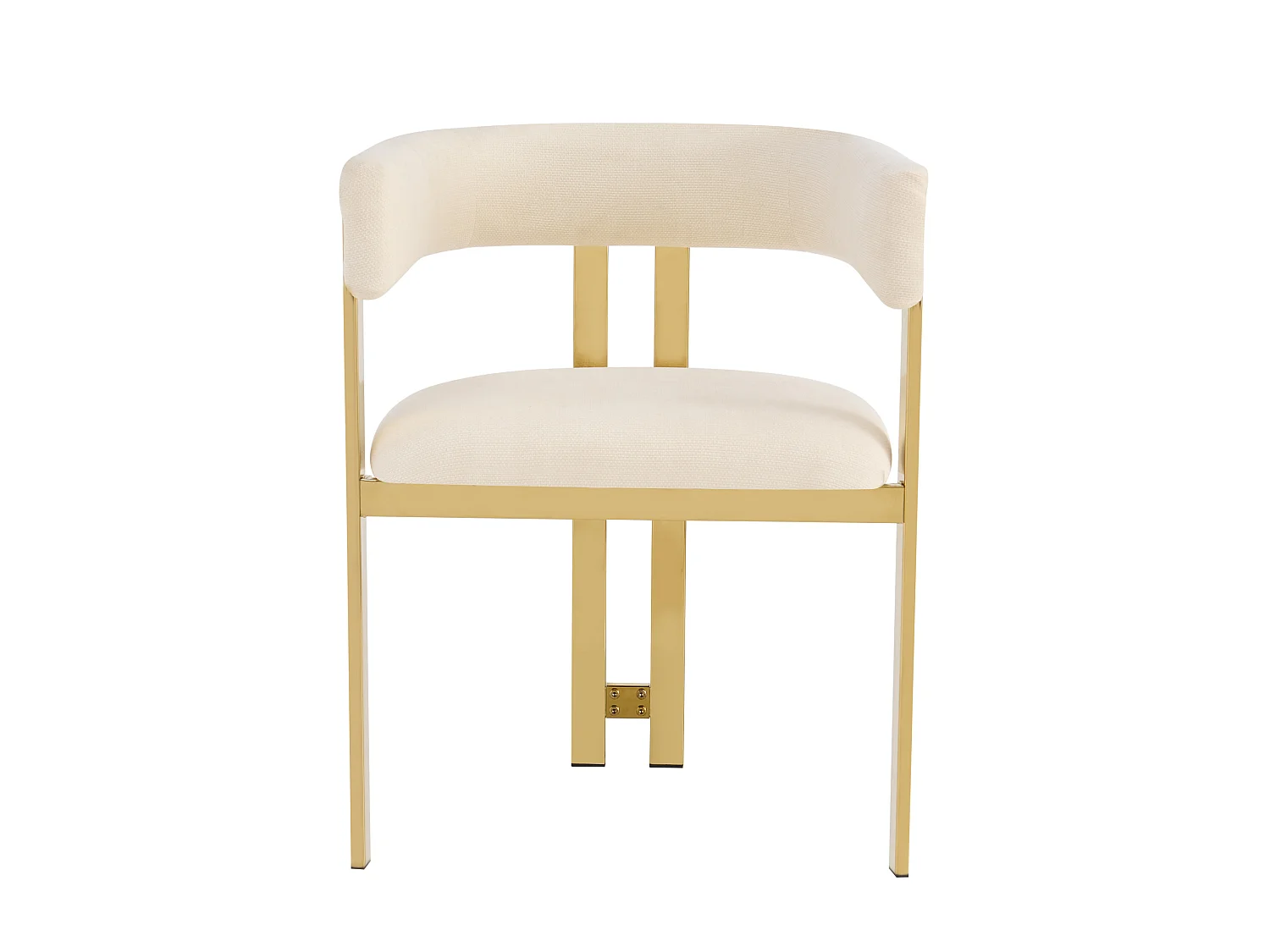 Juego de 2 sillas de comedor de chenilla - Beige y dorado