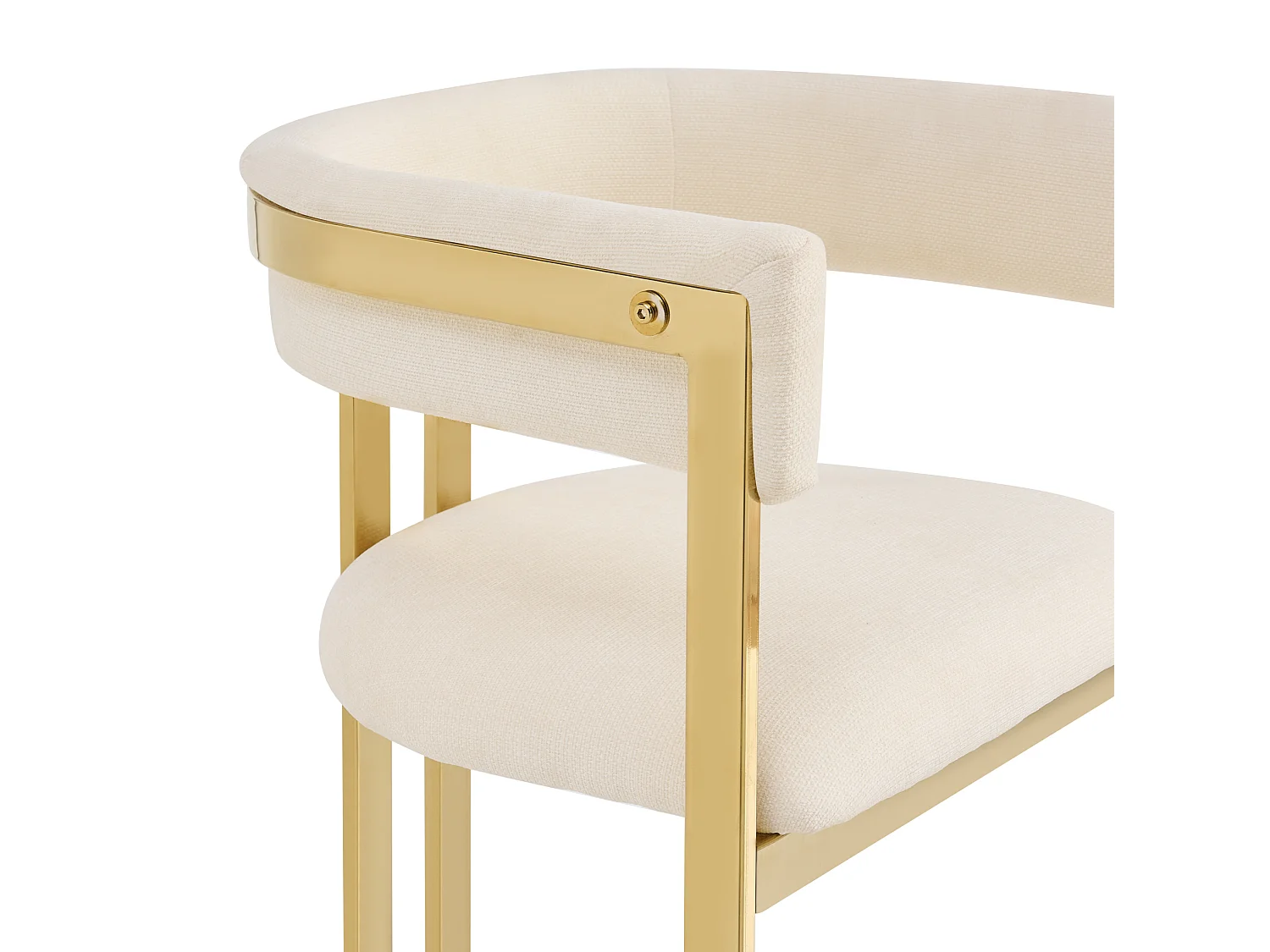 Juego de 2 sillas de comedor de chenilla - Beige y dorado