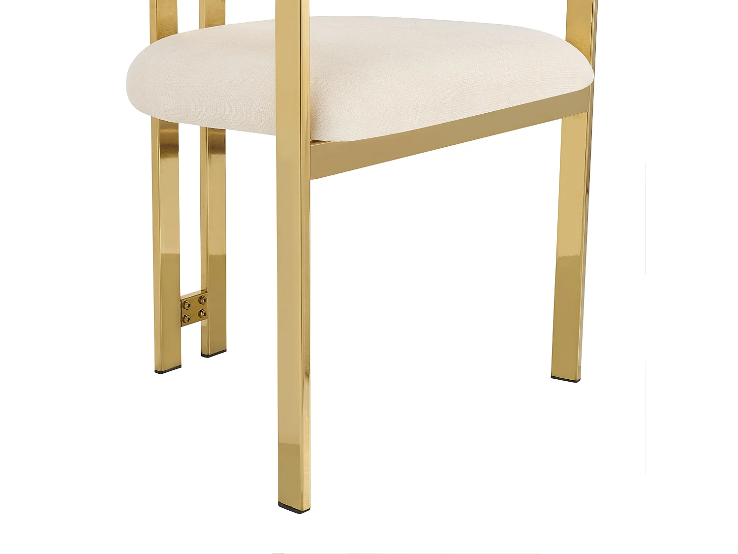 Juego de 2 sillas de comedor de chenilla - Beige y dorado