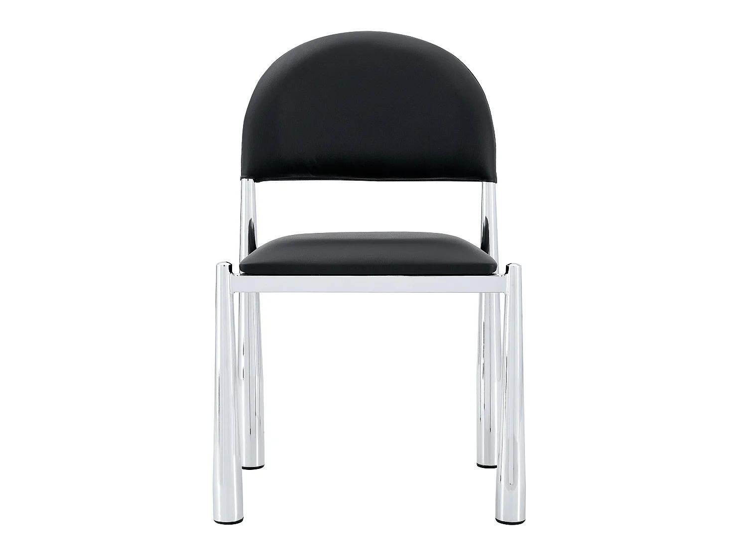 Set van 2 zwarte PU-stoelen met halfronde rugleuning en metalen poten