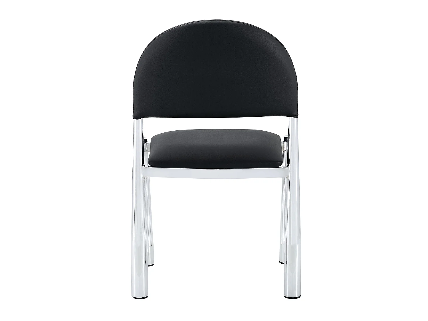 Set van 2 zwarte PU-stoelen met halfronde rugleuning en metalen poten