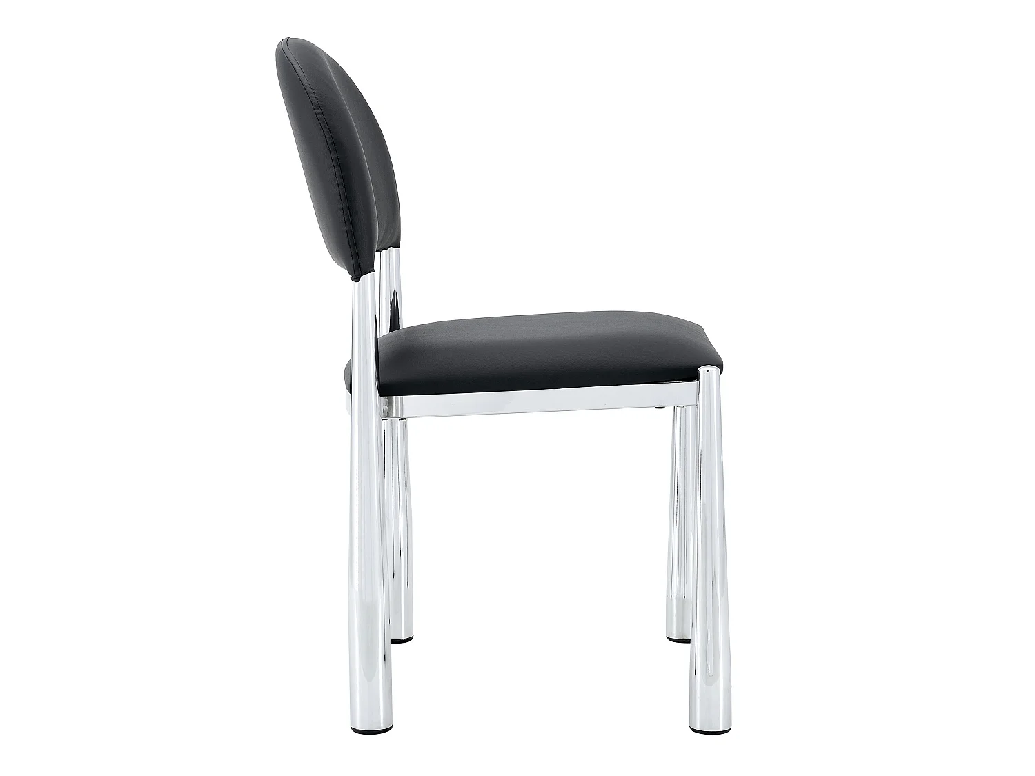 Set van 2 zwarte PU-stoelen met halfronde rugleuning en metalen poten