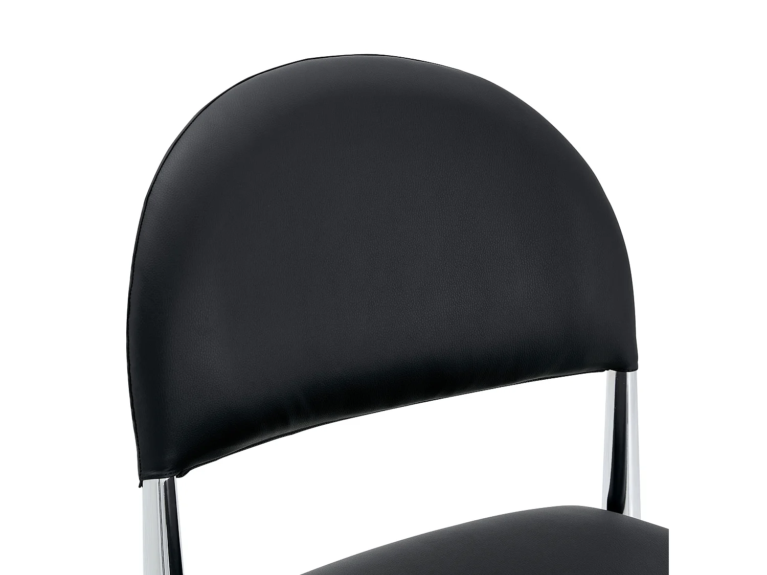 Set van 2 zwarte PU-stoelen met halfronde rugleuning en metalen poten