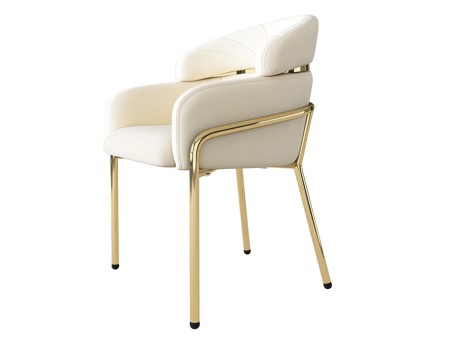 Set van 4 eetkamerstoelen van fluweel met metalen poten - Beige