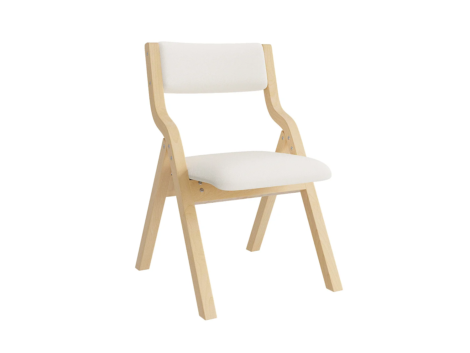 Juego de 2 sillas plegables, beige y natural - Madera y lino