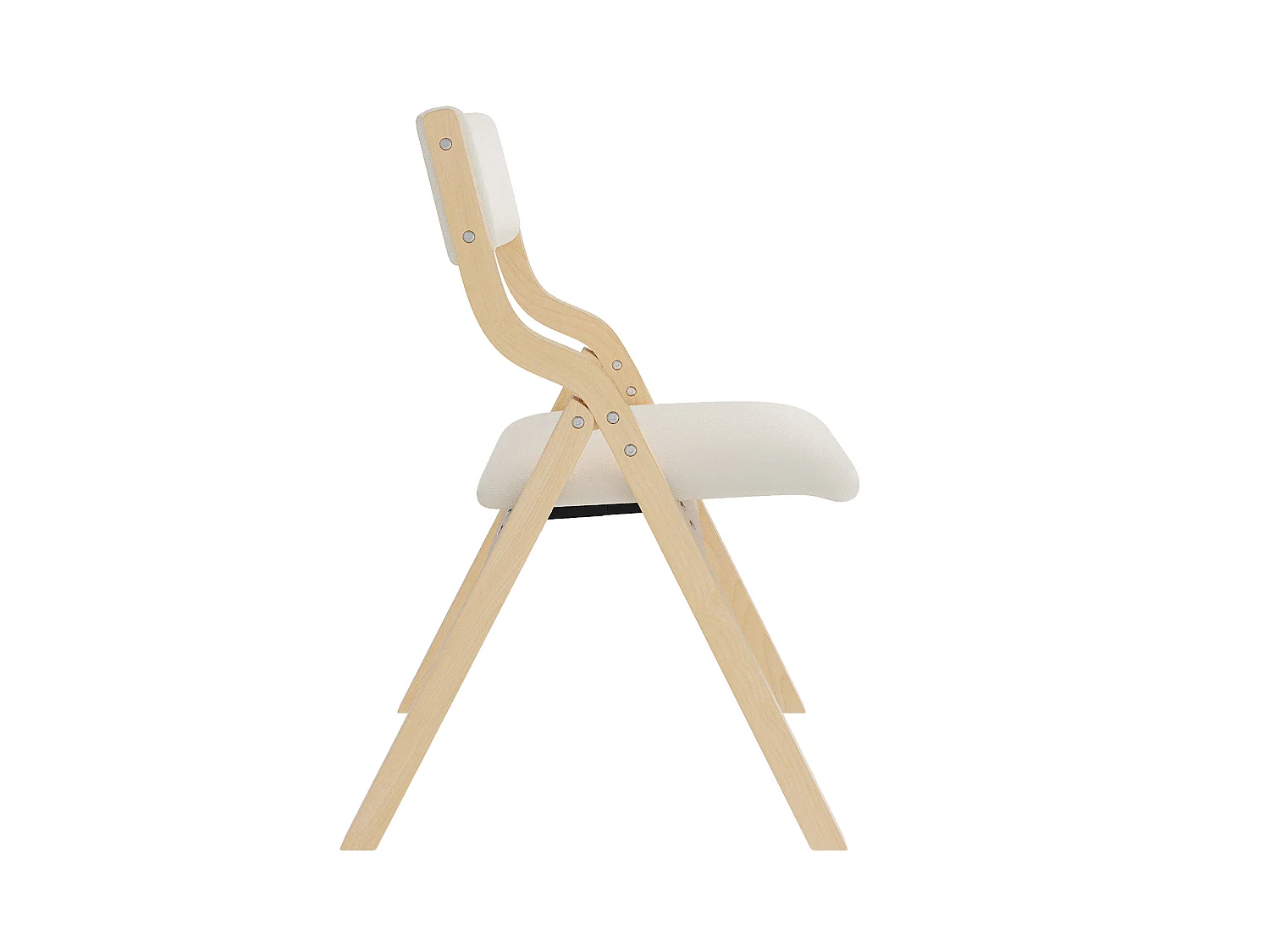 Juego de 2 sillas plegables, beige y natural - Madera y lino