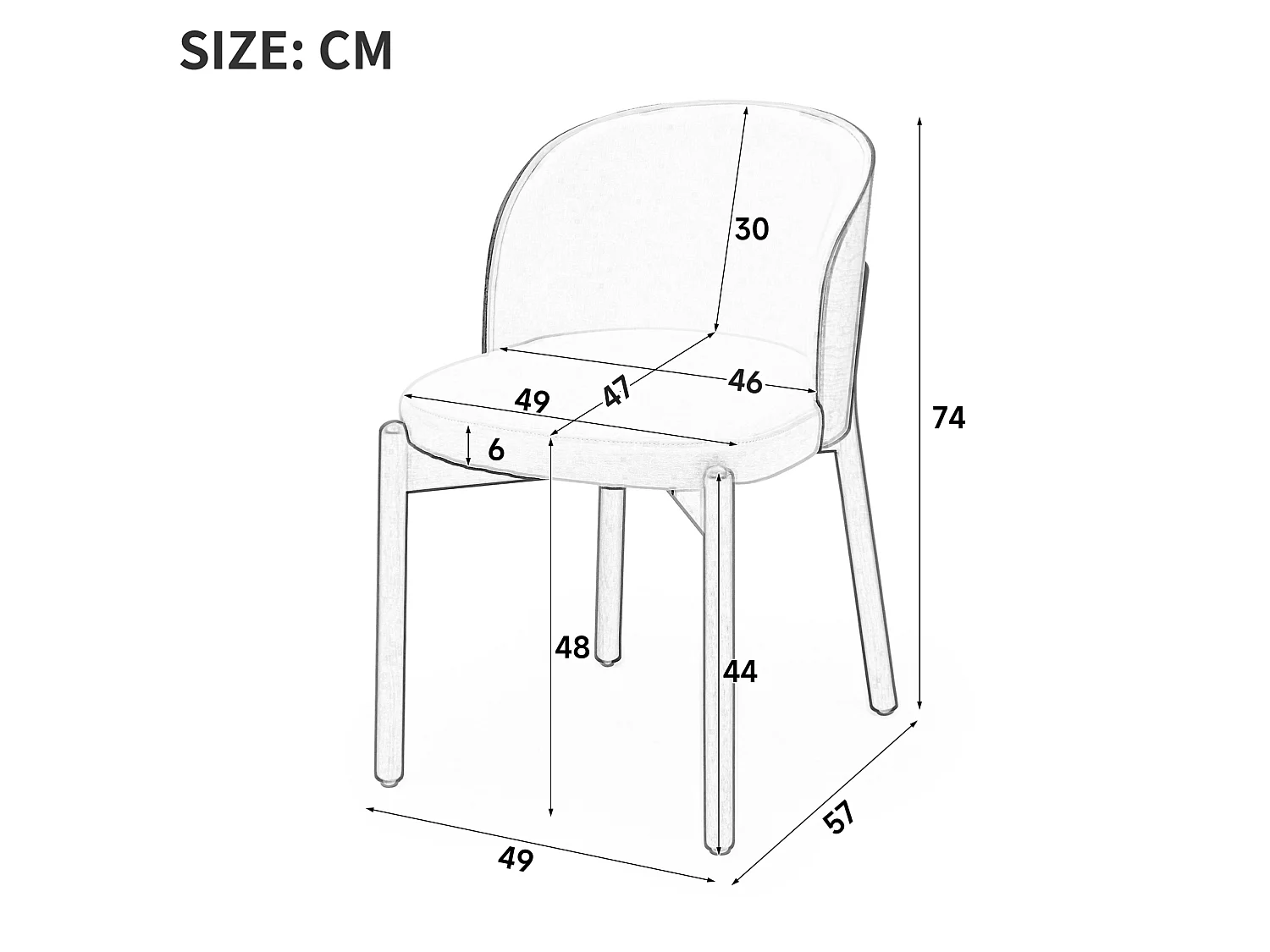 Juego de 4 sillas de comedor de madera y lino - Natural y blanco