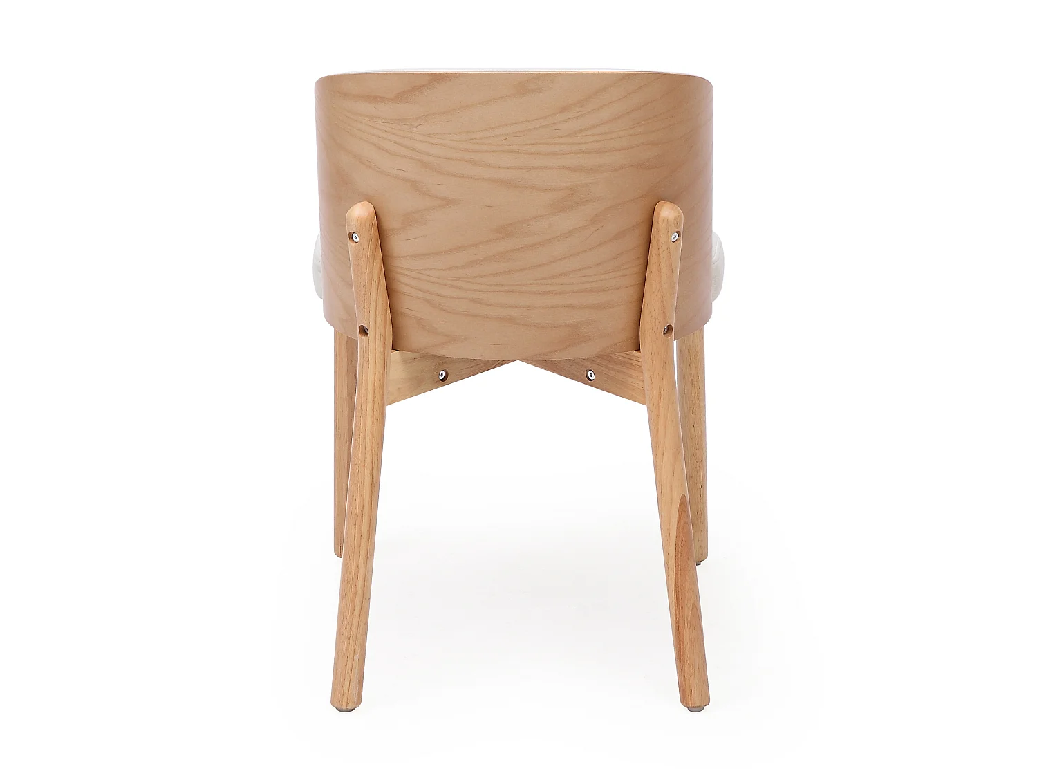 Juego de 4 sillas de comedor de madera y lino - Natural y blanco
