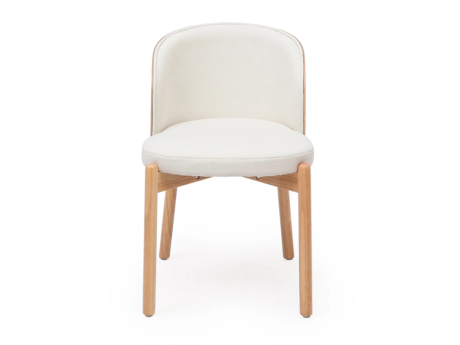 Juego de 4 sillas de comedor de madera y lino - Natural y blanco