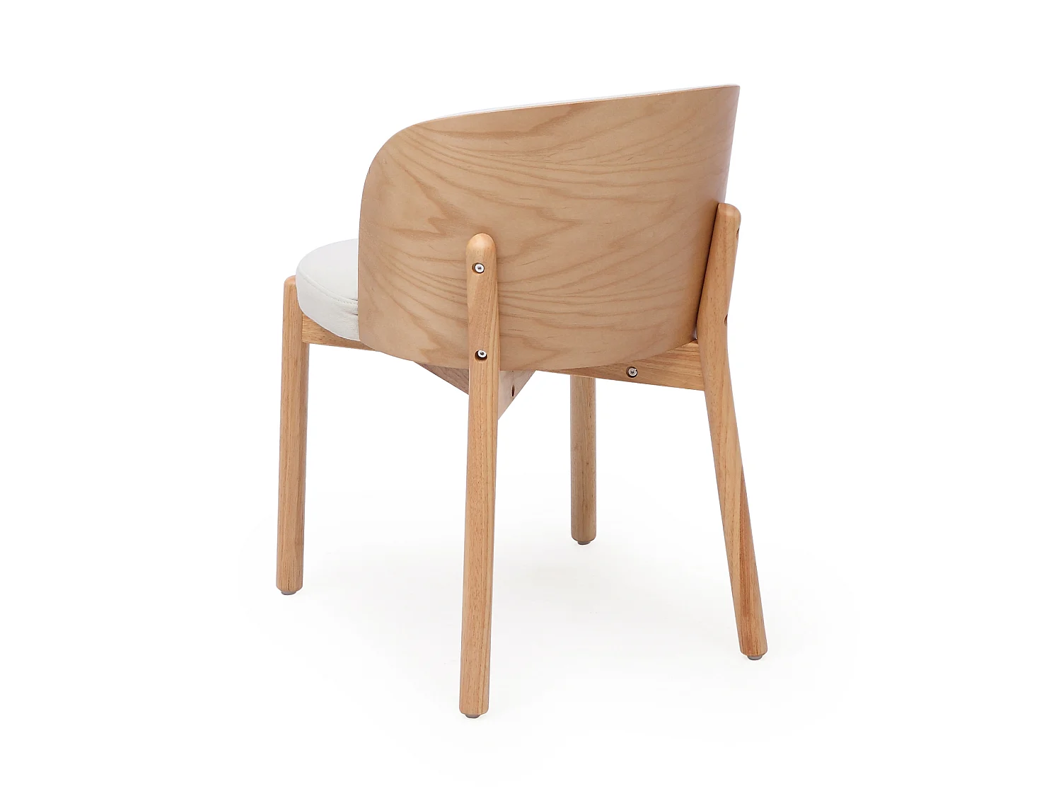 Juego de 4 sillas de comedor de madera y lino - Natural y blanco