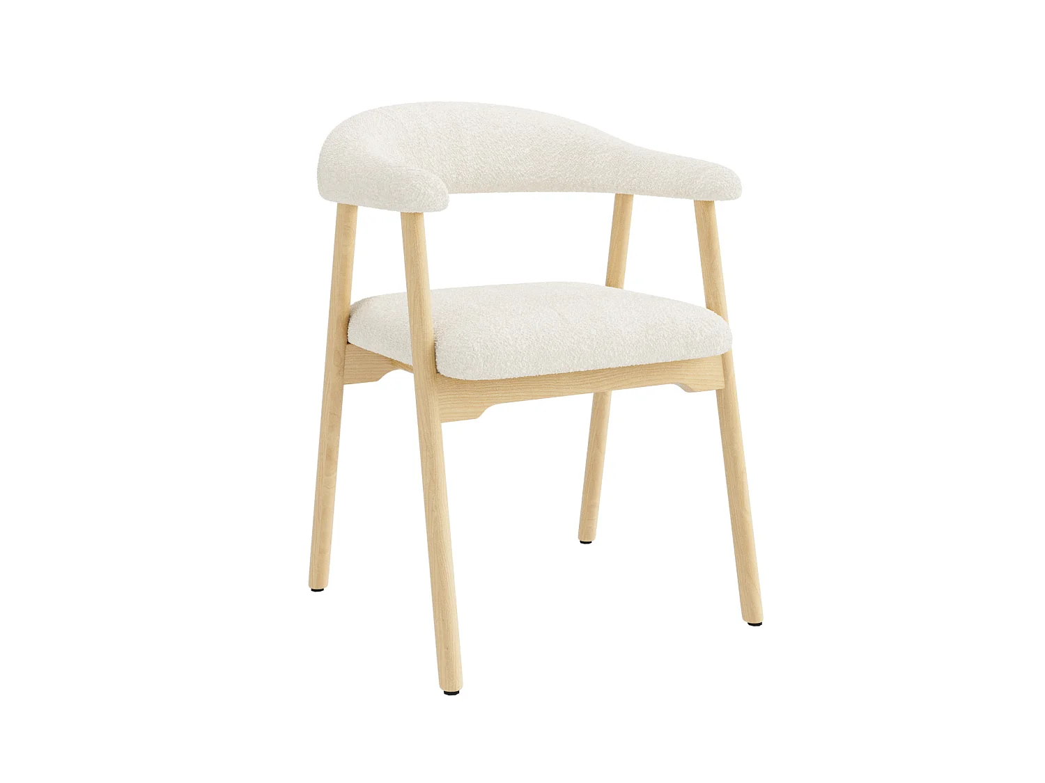 Juego de 2 sillas de madera con tela bouclé - Natural y beige