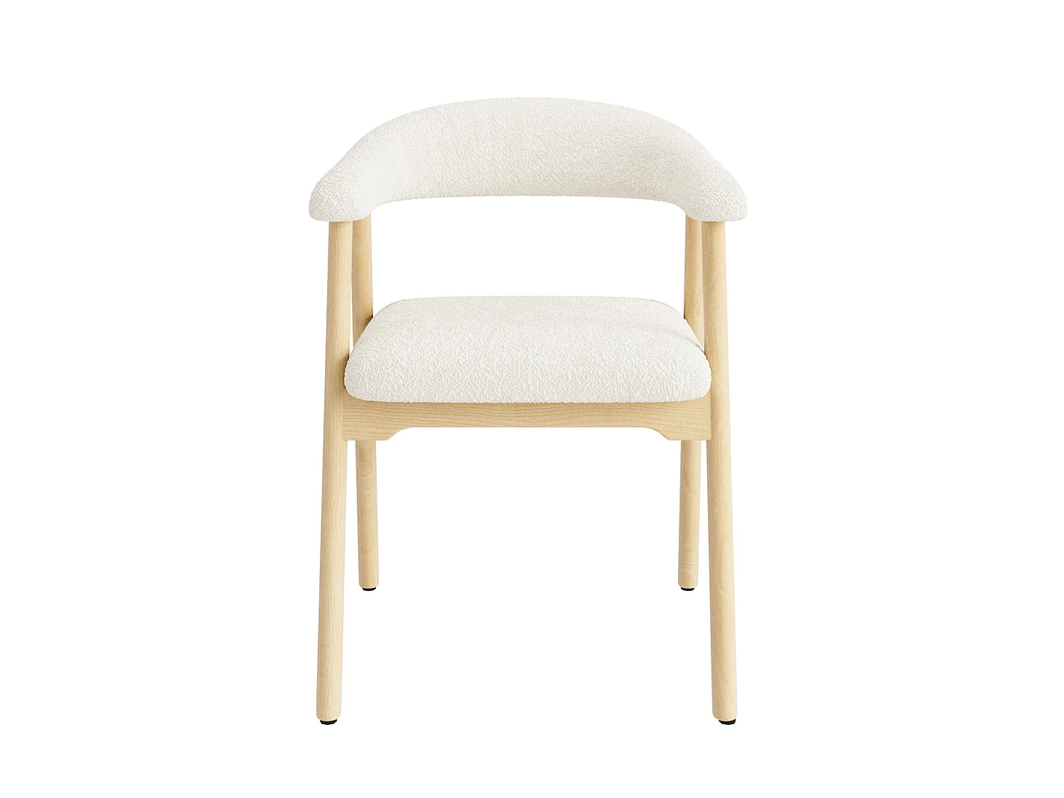Juego de 2 sillas de madera con tela bouclé - Natural y beige