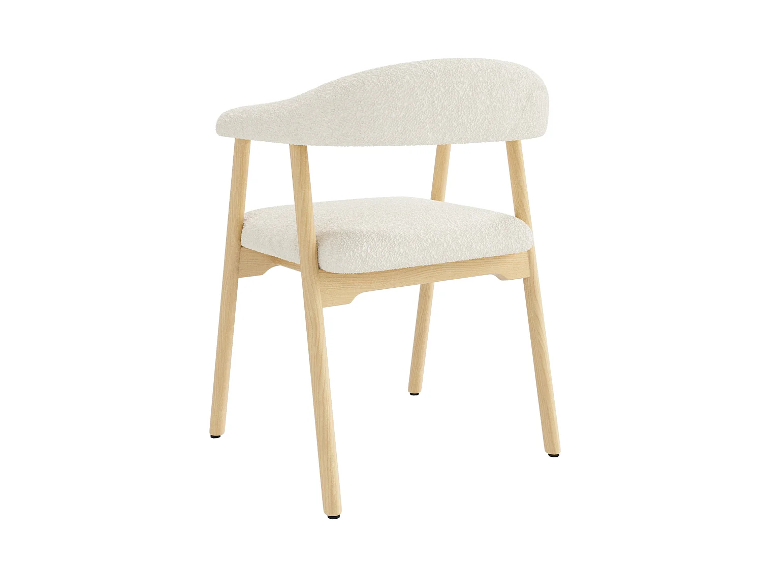 Juego de 2 sillas de madera con tela bouclé - Natural y beige