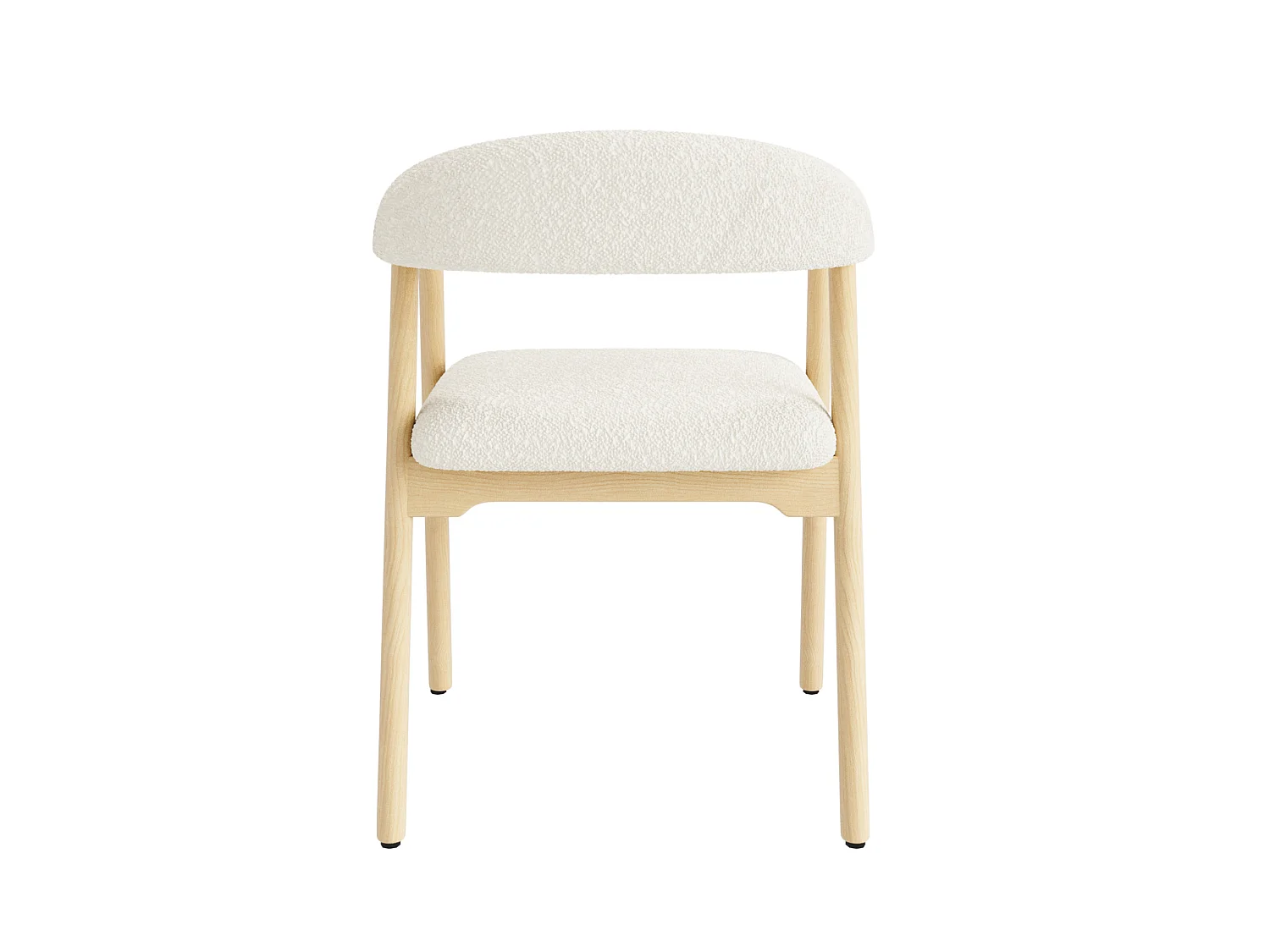 Juego de 2 sillas de madera con tela bouclé - Natural y beige