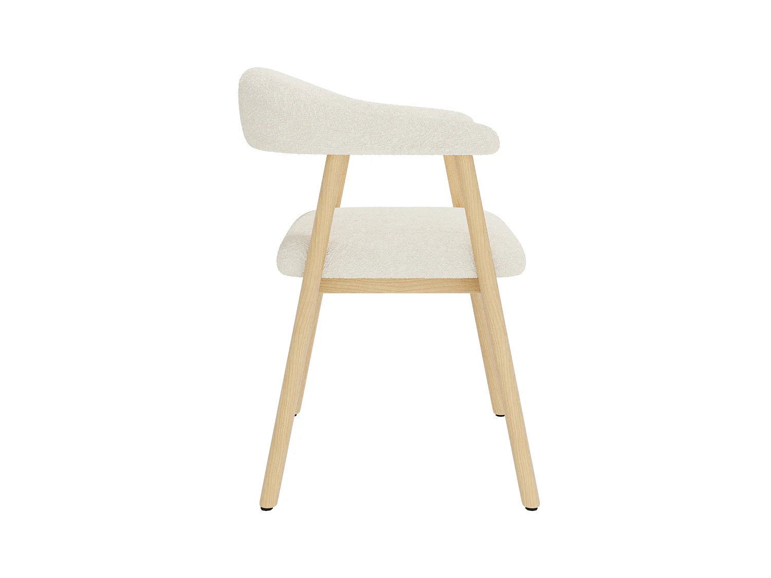 Juego de 2 sillas de madera con tela bouclé - Natural y beige
