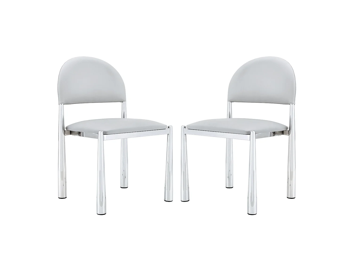 Set van 2 lichtgrijze PU-stoelen met halfronde rugleuning en metalen poten