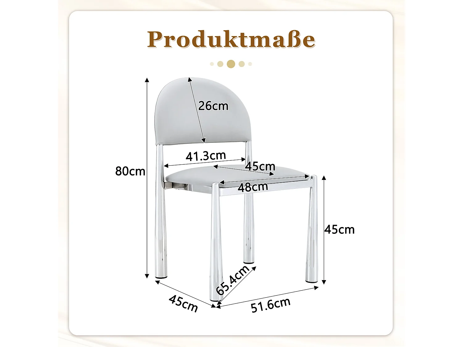 Set van 2 lichtgrijze PU-stoelen met halfronde rugleuning en metalen poten