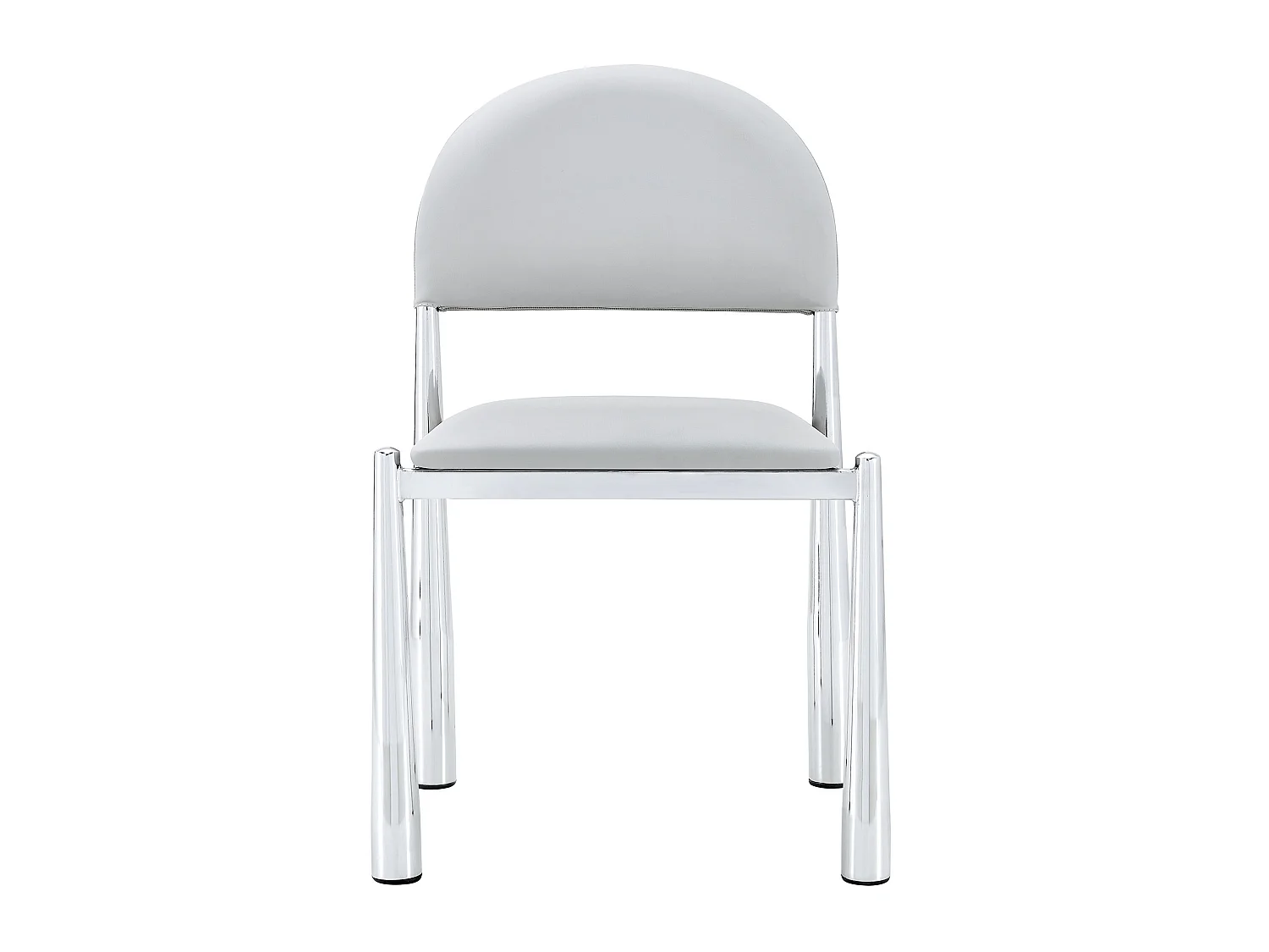 Set van 2 lichtgrijze PU-stoelen met halfronde rugleuning en metalen poten