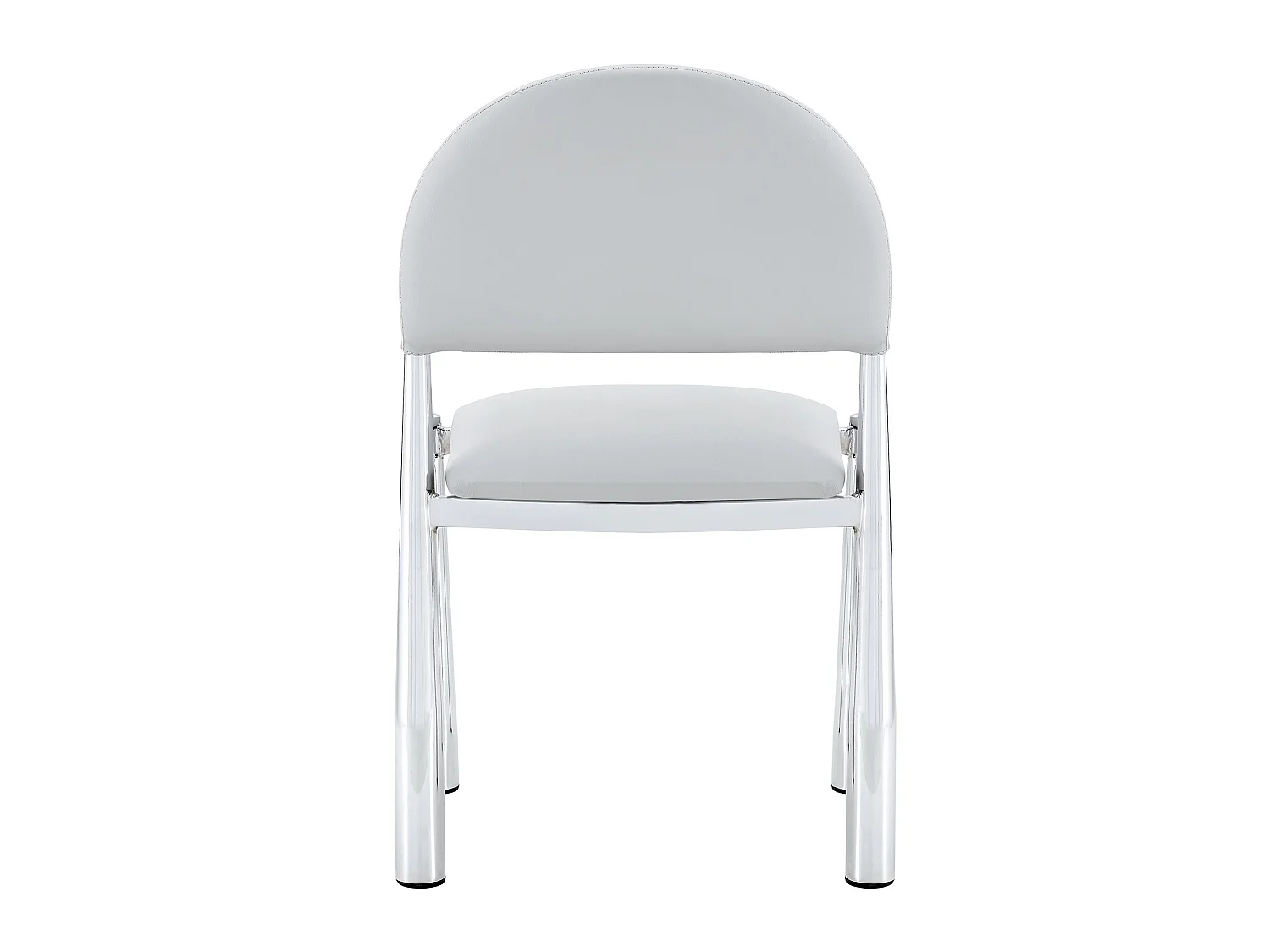 Set van 2 lichtgrijze PU-stoelen met halfronde rugleuning en metalen poten