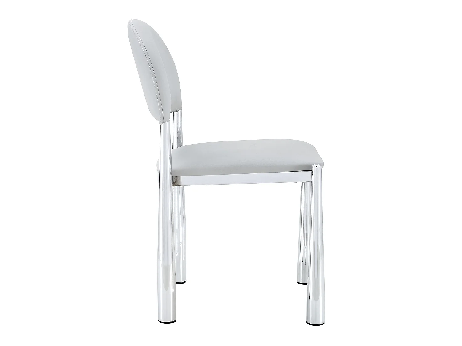 Set van 2 lichtgrijze PU-stoelen met halfronde rugleuning en metalen poten