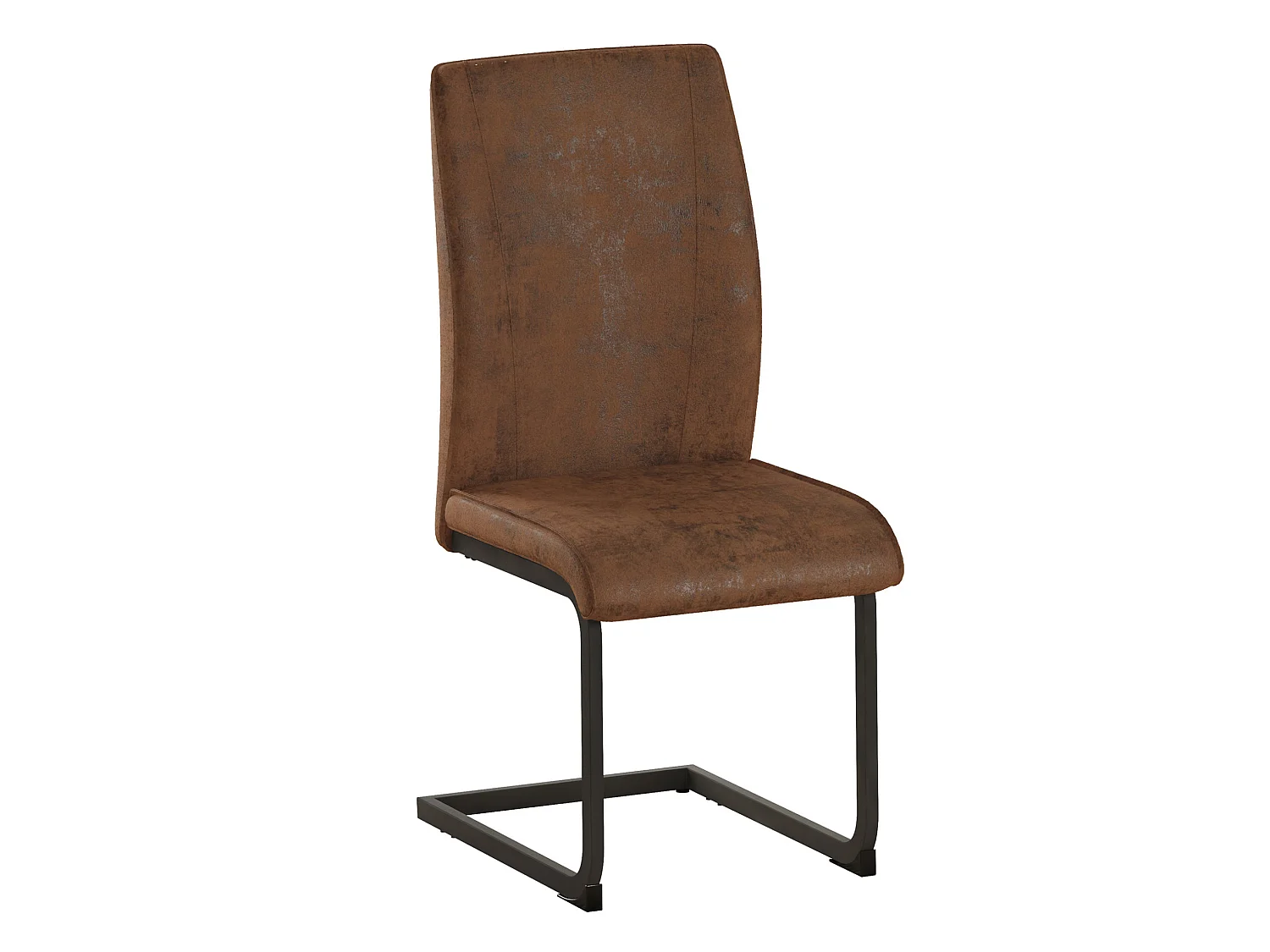Lot de 2 chaises de salle à manger en tissu marron et métal noir