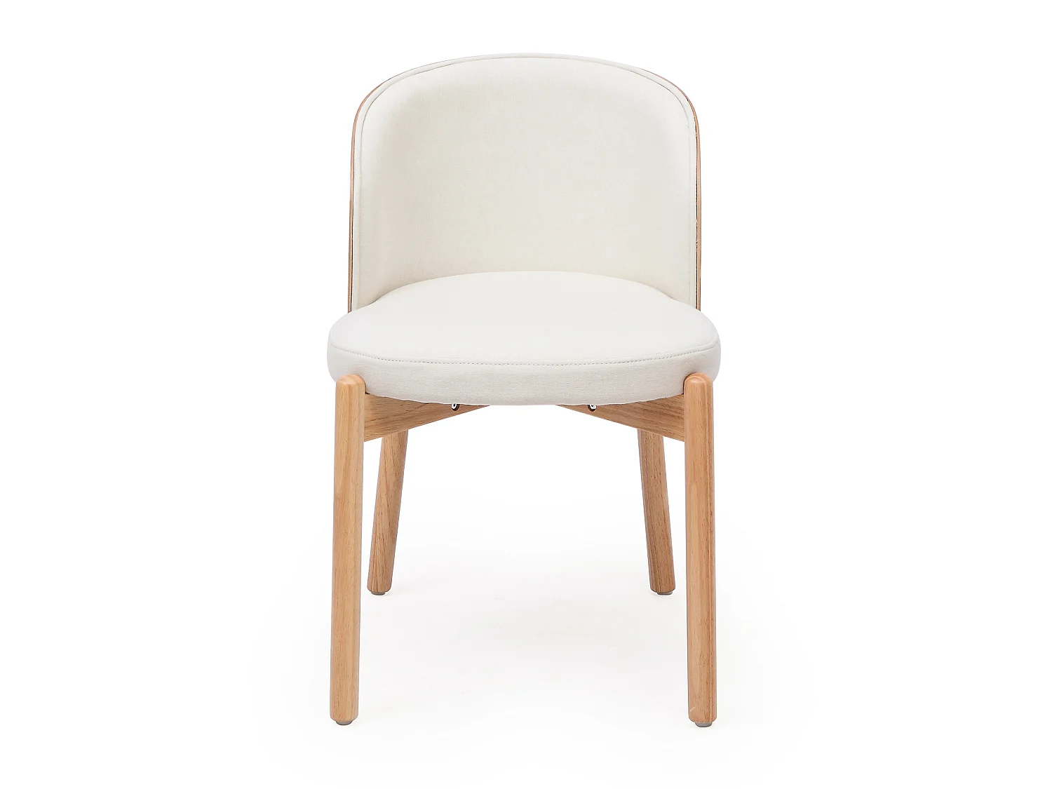Juego de 2 sillas de comedor de madera y lino - Natural y blanco
