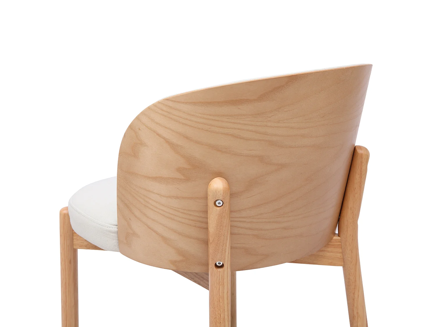 Juego de 2 sillas de comedor de madera y lino - Natural y blanco