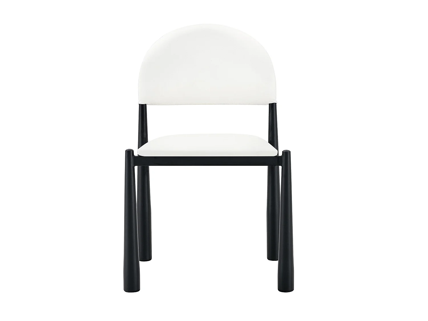 Lot de 2 chaises en PU blanc - Dossier demi-rond et pieds métal noir